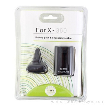 for xBox 360 4800mAh Battery Pack & Chargeable Cable in Black